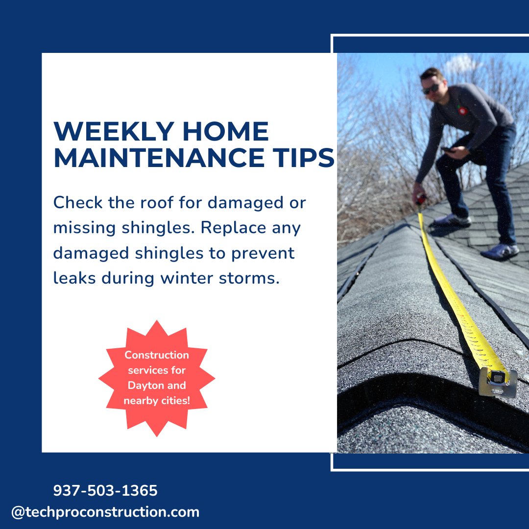 WEEKLY HOME MAINTENANCE TIP
#techproconstruction #techpro #construction #constructionlife #homerenovation #homemaintenance #snow #roofing #roofingconstruction #daytonohio