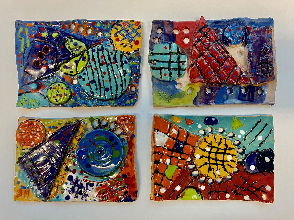 Colourful and glossy results! Ark 3 Kandinsky inspired ceramic tiles. <a href="/CN_SEND/">The Ark at Castle Newnham</a> <a href="/CastleNewnham/">Castle Newnham</a>