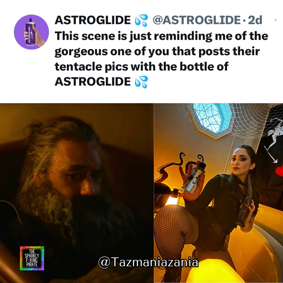 Sparklypiratey's tweet photo. Our whole fandom has a crush on @ASTROGLIDE but some of us go harder than others like my friends @TazManiaZania and @NeverLeftPod #lubesday #lubeasacrew #saveofmd #neverleftpod https://t.co/bHDi0F0k7t
