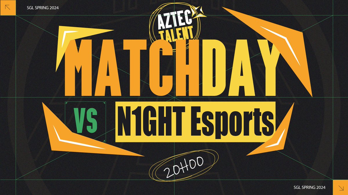 play_Aztec's tweet photo. 🟡#AztecTalent vs @n1ghtesports⚫️
We are playing our second game of the #SGL Spring 2024, no cast scheduled for tonight!
🆚N1GHT Esports
⏰8 PM CET
@Ay0kcs @deeN_cs @bond1e_cs le0nich Dorz14