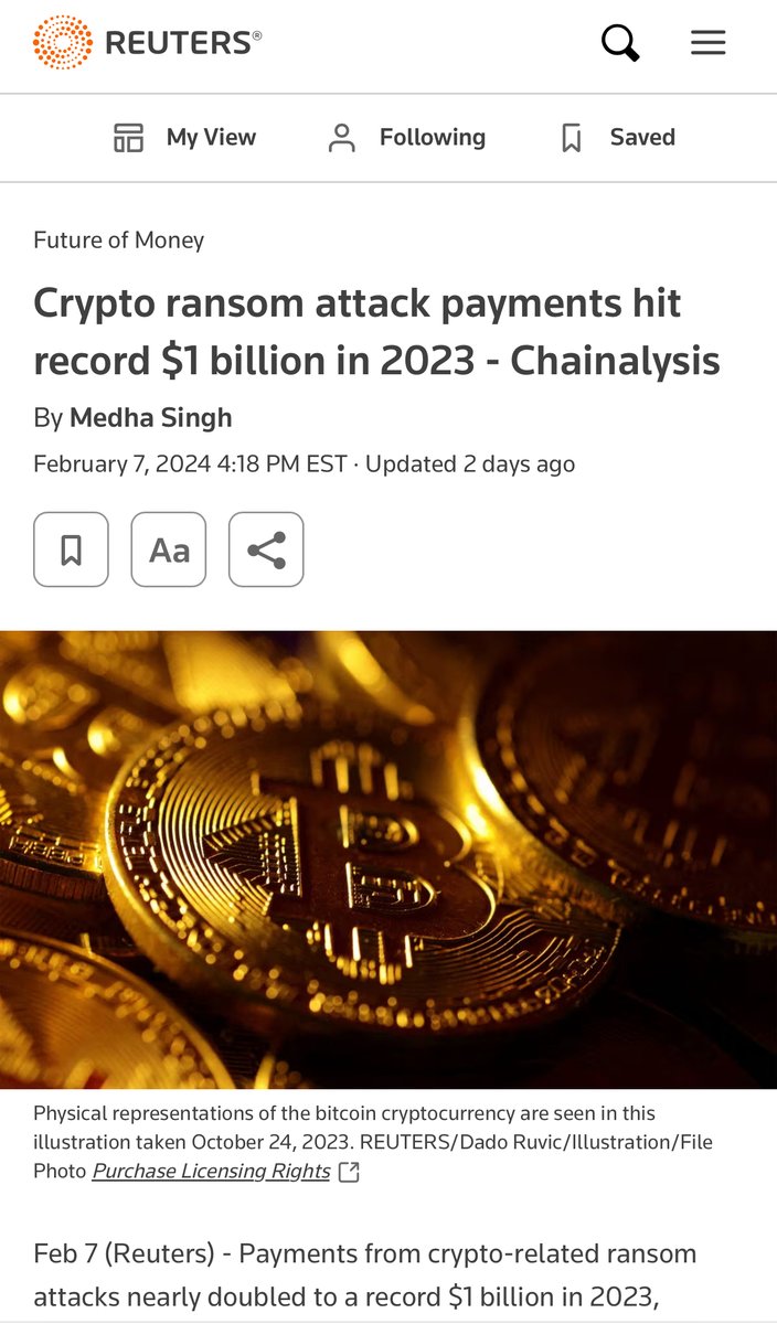 Ransomware Attacks Continue To Grow Exponentially. Thanks Bitcoin. Payments  from crypto-related ransomware attacks nearly doubled to a record $1  billion in 2023. Per one blockchain analytic firm report, ransomware  attackers targeting institutions