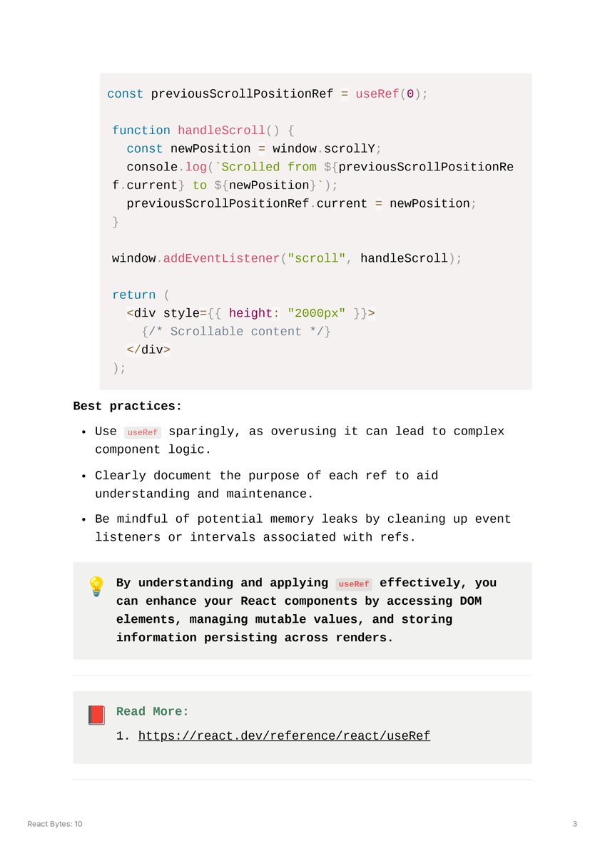 irahuldutta02's tweet photo. 💻 Learning in Bytes 😉
💡 React Bytes: 10 - Diving into useRef in React: Understanding Its Power and Use Cases

#learningInBytes #reactBytes https://t.co/WsFjUo36lz