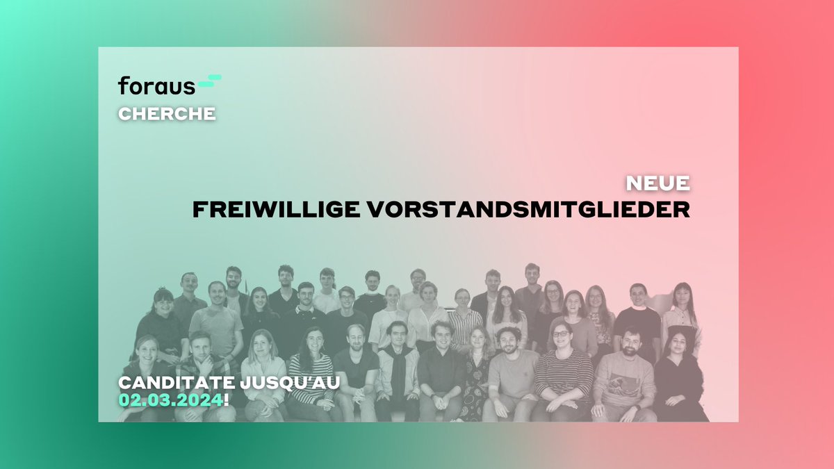 🌍 Rejoins le comité du foraus ! Begeisterst du dich für Aussenpolitik? Contribute to an innovative and inclusive vision and expand your network. 🚀 Postule avant le 2 mars 2024 à office@foraus.ch. Mehr Infos findest du hier 👉 bit.ly/3HMGKl0 #foraus