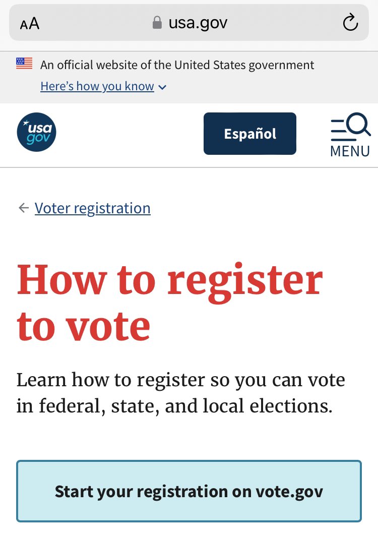 RP Even if you’ve registered to vote, it’s good to check your current status bc some states find reasons to dump people, who’ve legally registered, from voter rolls. —- 1. Are you registered to vote? vote.org/am-i-registere… —- 2. How to register to vote… usa.gov/register-to-vo…