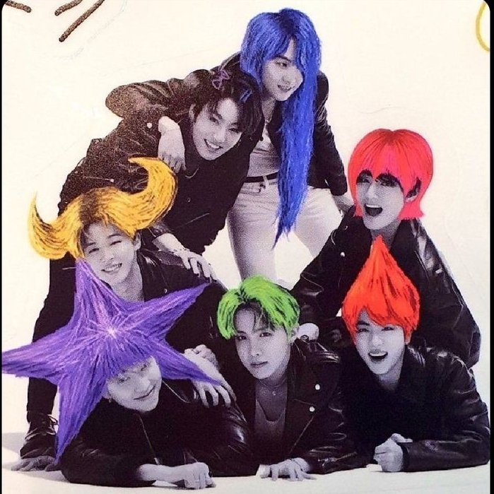 Louder_than_ass's tweet photo. Jungkook drew the funniest hairstyles he could find for the members but a beautiful bow and clip for himself 😭 https://t.co/VJMLNL02FQ