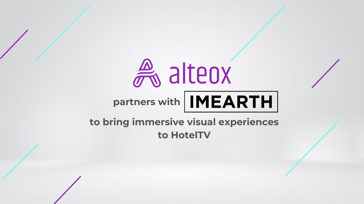 alteox_com's tweet photo. Alteox and Imearth team up to transform the hotel guest experience, introducing Imearth's captivating channel to alteox HotelTV! 📺  https://t.co/CT24Ni0cX7 https://t.co/han3tX4oBi