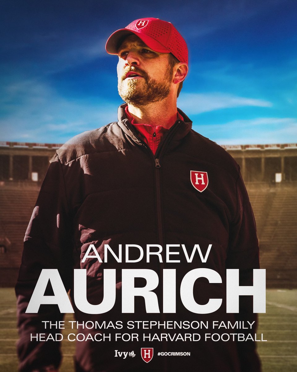 We are pleased to share that Andrew Aurich has been named The Thomas Stephenson Family Head Coach for Harvard Football! 🗞️: bit.ly/3UCaw3i #OneCrimson #GoCrimson