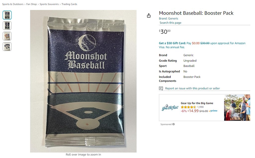 🚨🚨🚨🚨

✨Our Moonshot Baseball Physical Packs are now available to purchase on Amazon ✨