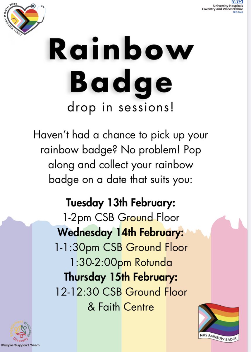 This LGBT+ History Month don’t forget to come and collect your rainbow badge! Watch out for later this week where we will be sharing reasons why our colleagues are proud to wear their rainbow badges at work. #lgbthistorymonth