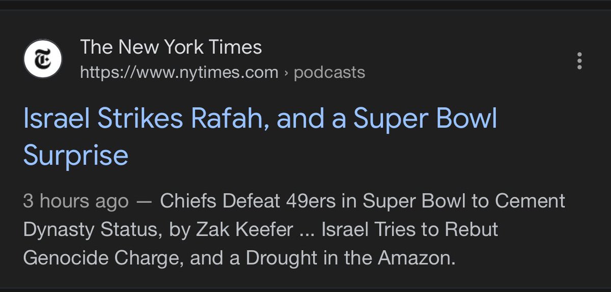 How can anyone in their right mind pair a genocide with a frivolous Super Bowl victory in the same breath?? It's utterly insensitive and shows a shocking lack of compassion. This kind of journalism isn't just irresponsible—it's morally unforgivable! @nytimesworld