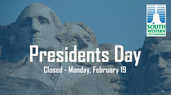 Calendar Reminder: 🗓️@SWCSD will not hold session tomorrow, Monday, February 19, 2024 in observance of the federal holiday. Students return on Tuesday, February 20, 2024.