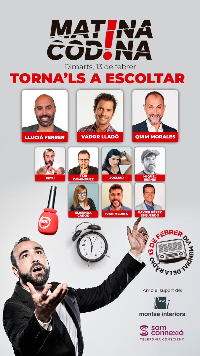 No és per res, però hem preparat un Dia Mundial de la ràdio de traca al <a href="/matinacodina/">Matina, Codina!</a> de <a href="/rac105/">RAC105</a>! Escolteu-nos! 📻 Plorareu de nostàlgia ❤️‍🩹