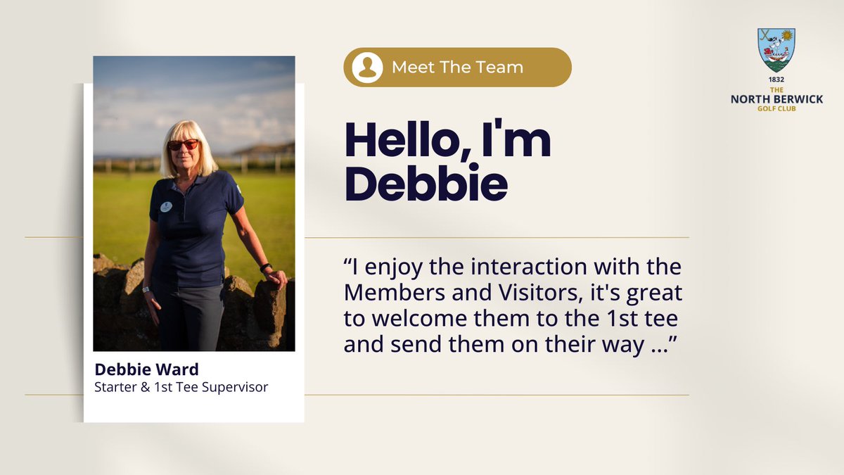 Meet your Team … 👋🏼 And who better to tee off our series than Debbie Ward, our Starter and 1st Tee Supervisor, who has welcomed thousands of visitors and has become a very familiar face for our members as they embark on their round on the West Links! #MeetYourTeam