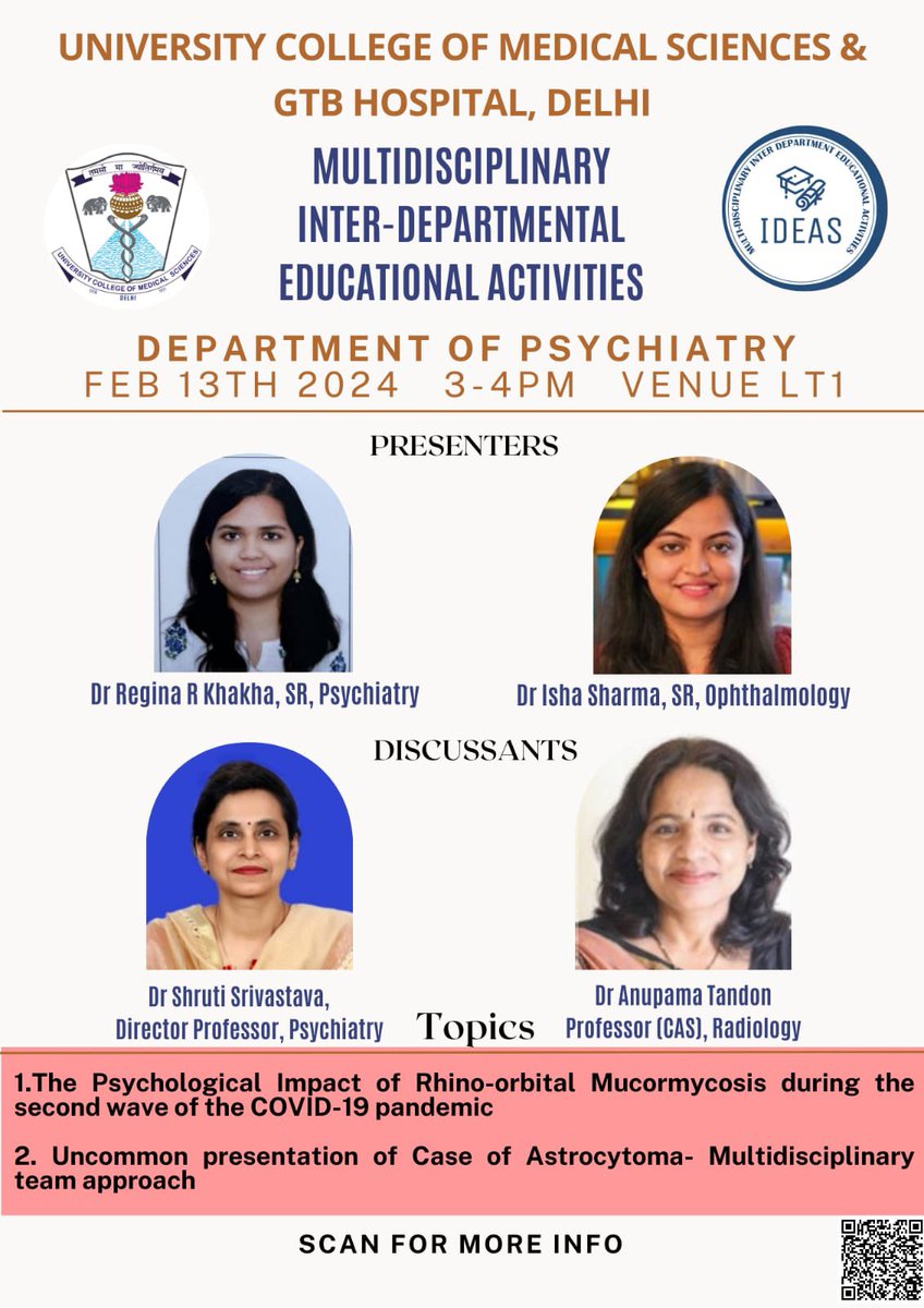 UCMSofficial's tweet photo. #UCMSMultidisciplinaryIDEAS
The Department of Psychiatry will present next IDEAS (inter department educational activities) tomorrow https://t.co/QRA4EkbSnE