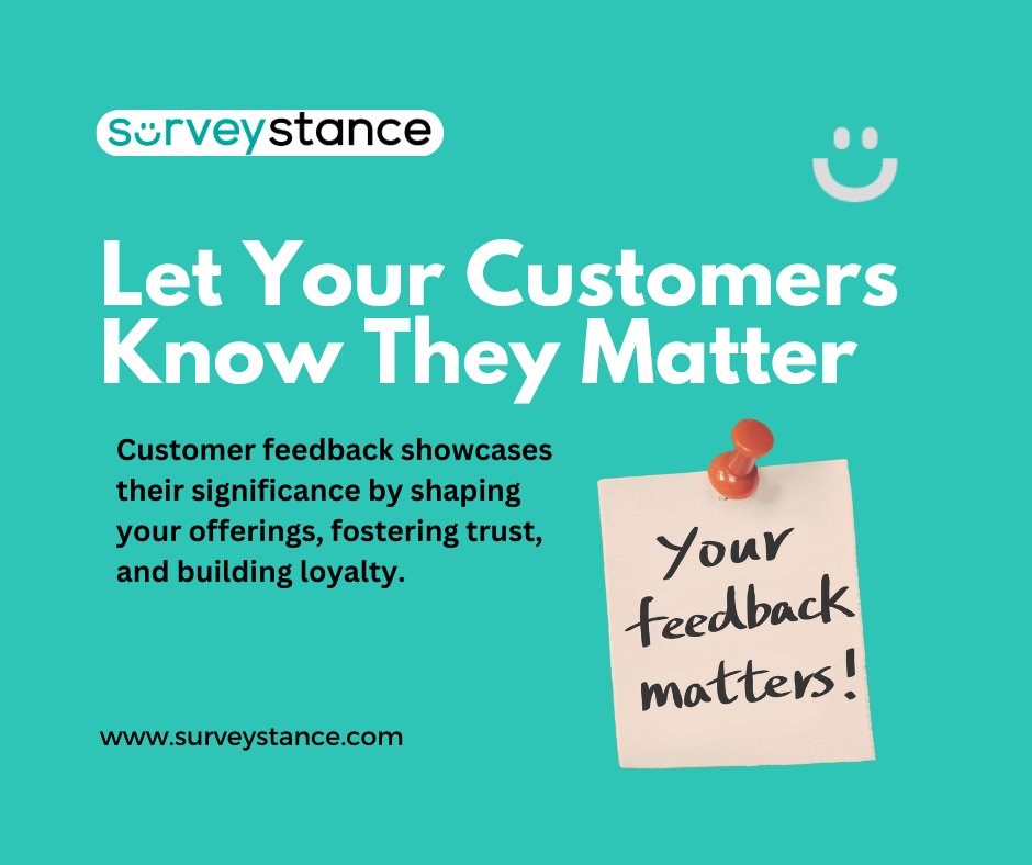 Let your customers know that they matter by getting their feedbacks and providing solutions to their concerns. SurveyStance can help you get feedbacks from your dear customer in just one-tap.

Learn more
Website: surveystance.com

#surveystance #survey #feedback