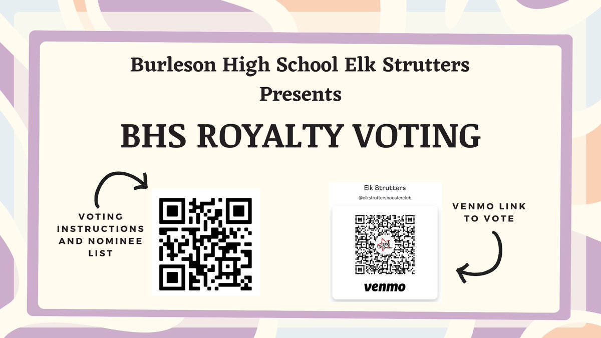 BHS Royalty voting is officially live! Make sure to note who you're voting for in the "what's in for" section in Venmo! 👑 

List of Nominees: canva.com/design/DAF8Ot5…

Venmo Link: venmo.com/u/elkstrutters…
