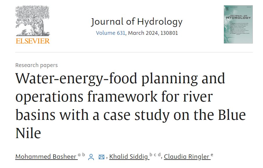 💧#NowReading Water-energy-food planning and operations framework for river basins with a case study on the Blue Nile

🖊️By @Moh_Basheer17, @khalidhasiddig, and @ClaudiaRingler 

doi.org/10.1016/j.jhyd…
@CGIAR