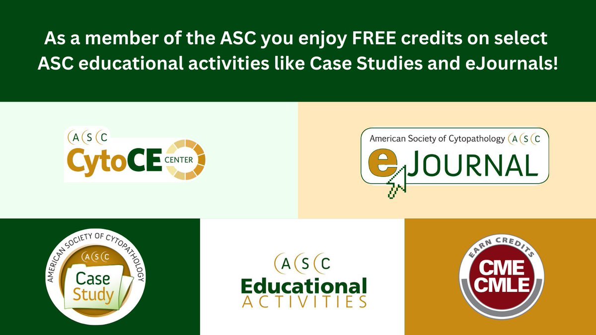 Did you know... As a member of the ASC you enjoy FREE credits on select ASC educational activities like Case Studies and eJournals! buff.ly/3wc5qRv #cyto #cytopath