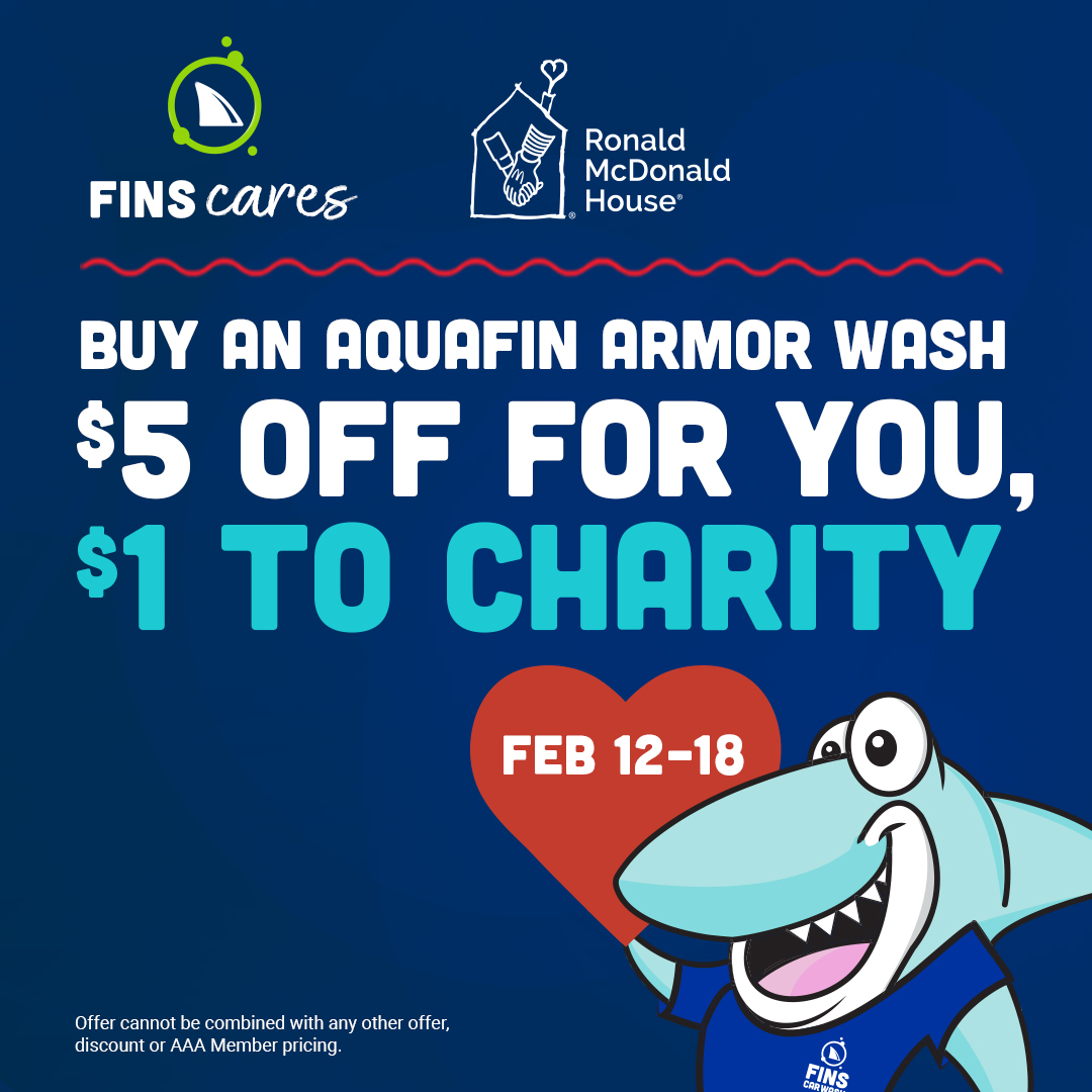 finswash's tweet photo. Your wash gives back! ❤️ Save $5 on AquaFIN Armor Wash this week and FINS will donate a portion of your purchase to Ronald McDonald House. https://t.co/YZ4lYACznT
