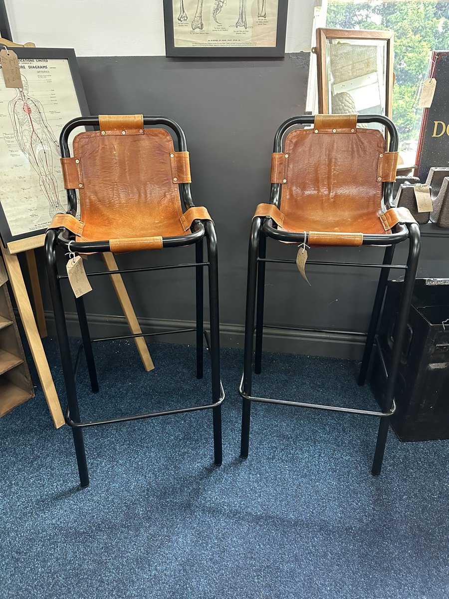 Stylish leather bar stools from unit 96. #leatherbarstools #homeinteriors #leatherstools #barstools #kitchen #astraantiquescentre #hemswell #lincolnshire