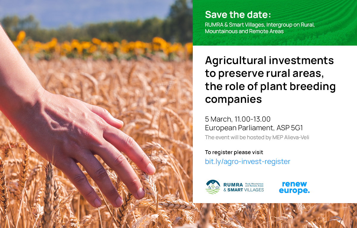 RUMRA & Smart Villages Intergroup (@intergrouprumra) on Twitter photo Join our round-table in the EP on 5.3 at 11:00 for this timely discussion on plant breeding with MEP <a href="/AtidzheV/">Atidzhe Alieva-Veli</a>, <a href="/EUAgri/">EU Agriculture🌱</a> Director, Michael Pielke and <a href="/EU_Health/">EU One Health</a> Director, Klaus Berendt amongst ogthers.
Register @ bit.ly/agro-invest-re… Join our round-table in the EP on 5.3 at 11:00 for this timely discussion on plant breeding with MEP <a href="/AtidzheV/">Atidzhe Alieva-Veli</a>, <a href="/EUAgri/">EU Agriculture🌱</a> Director, Michael Pielke and <a href="/EU_Health/">EU One Health</a> Director, Klaus Berendt amongst ogthers.
Register @ bit.ly/agro-invest-re…