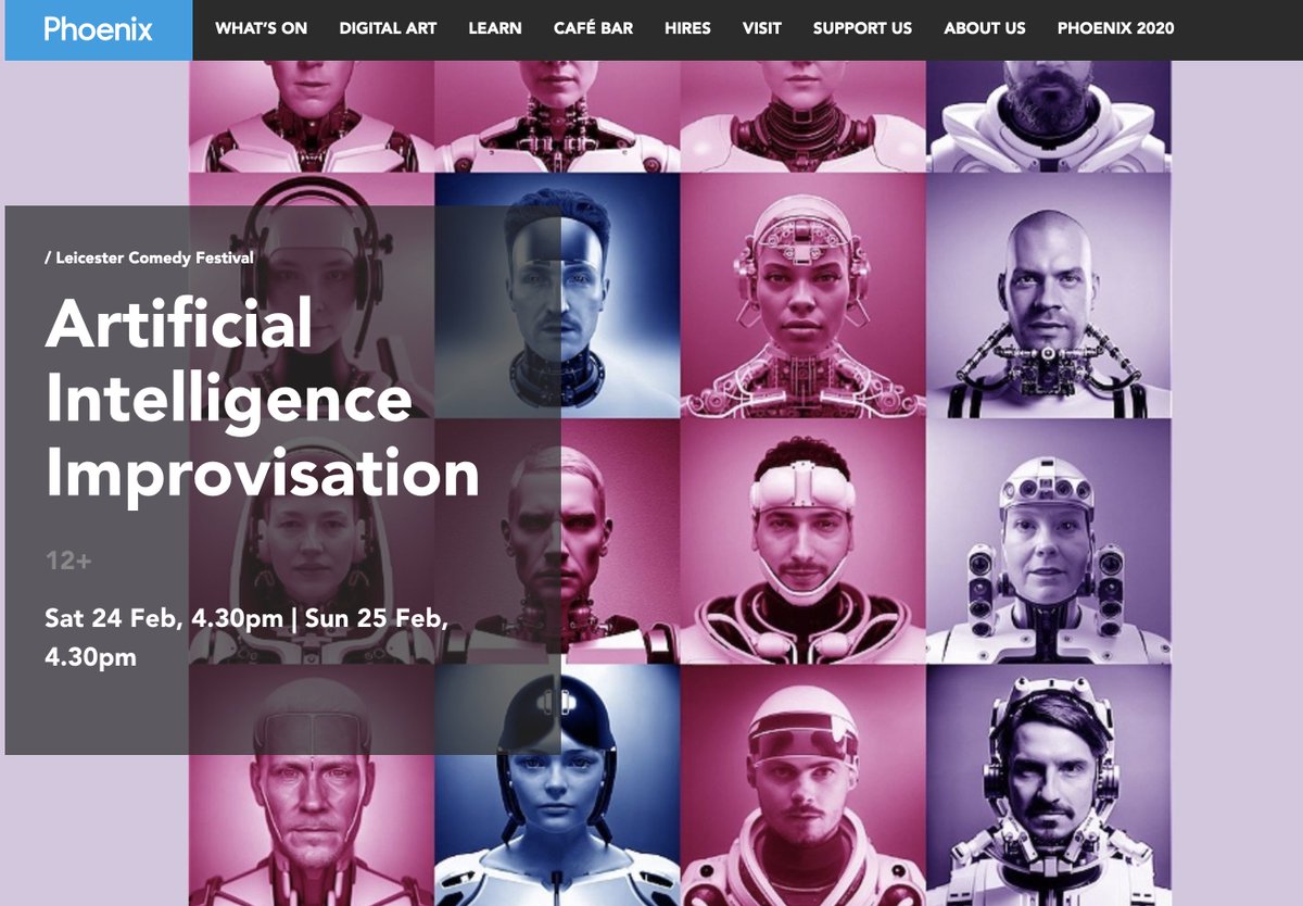 The awesome <a href="/improbotics/">Improbotics</a> are coming to #Leicester as part of the annual Leicester Comedy Festival - do support them if you are in town on 24 / 25 Feb - here's the link, they'll be at <a href="/PhoenixLeic/">Phoenix Leicester</a> phoenix.org.uk/whats-on/progr…

<a href="/LeicsComedyFest/">Leicester Comedy Festival</a> <a href="/dmuleicester/">dmuleicester</a> <a href="/tgharwood/">Tracy Harwood</a> <a href="/ArtAIFestival/">Art-AI Festival</a>