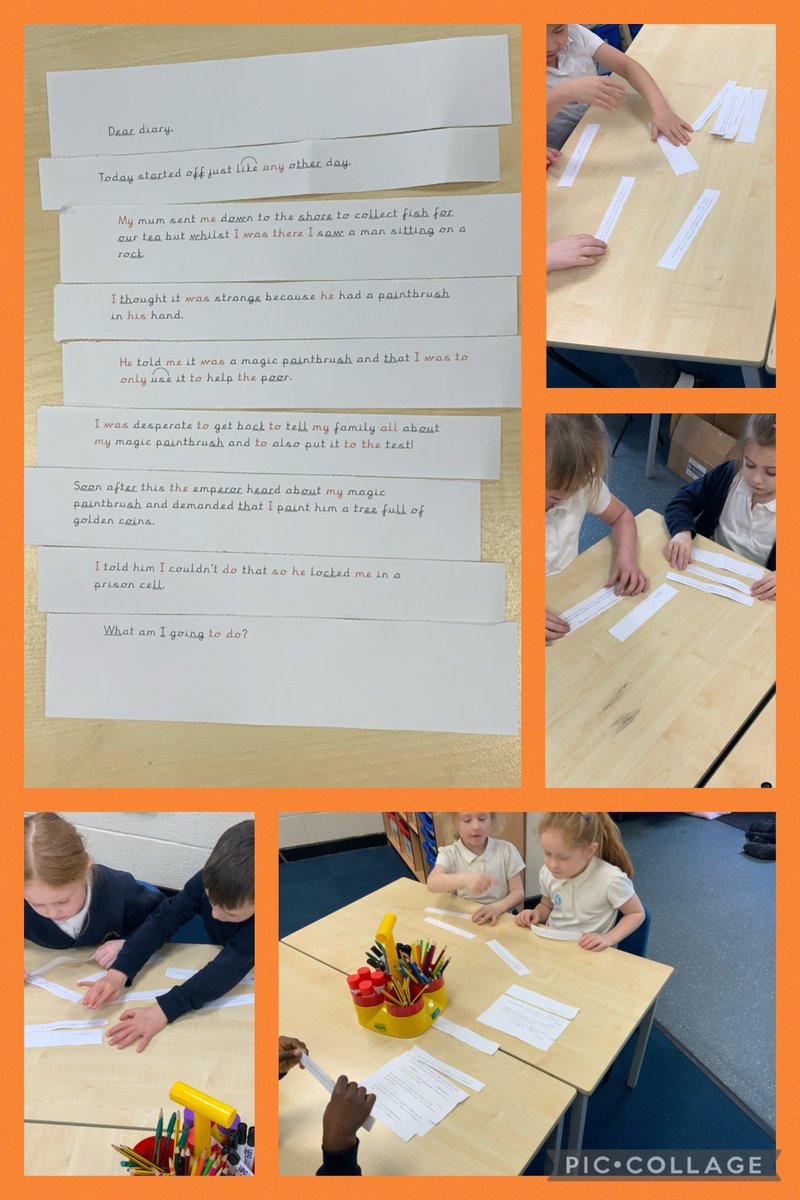 Gorsefield's tweet photo. Year 1 have been identifying features of a diary. We have put our diary in chronological order. Make sure to ask us what the features are at home! #LWL #Enguiry #magicpaintbrush https://t.co/8wdwxJqHrA