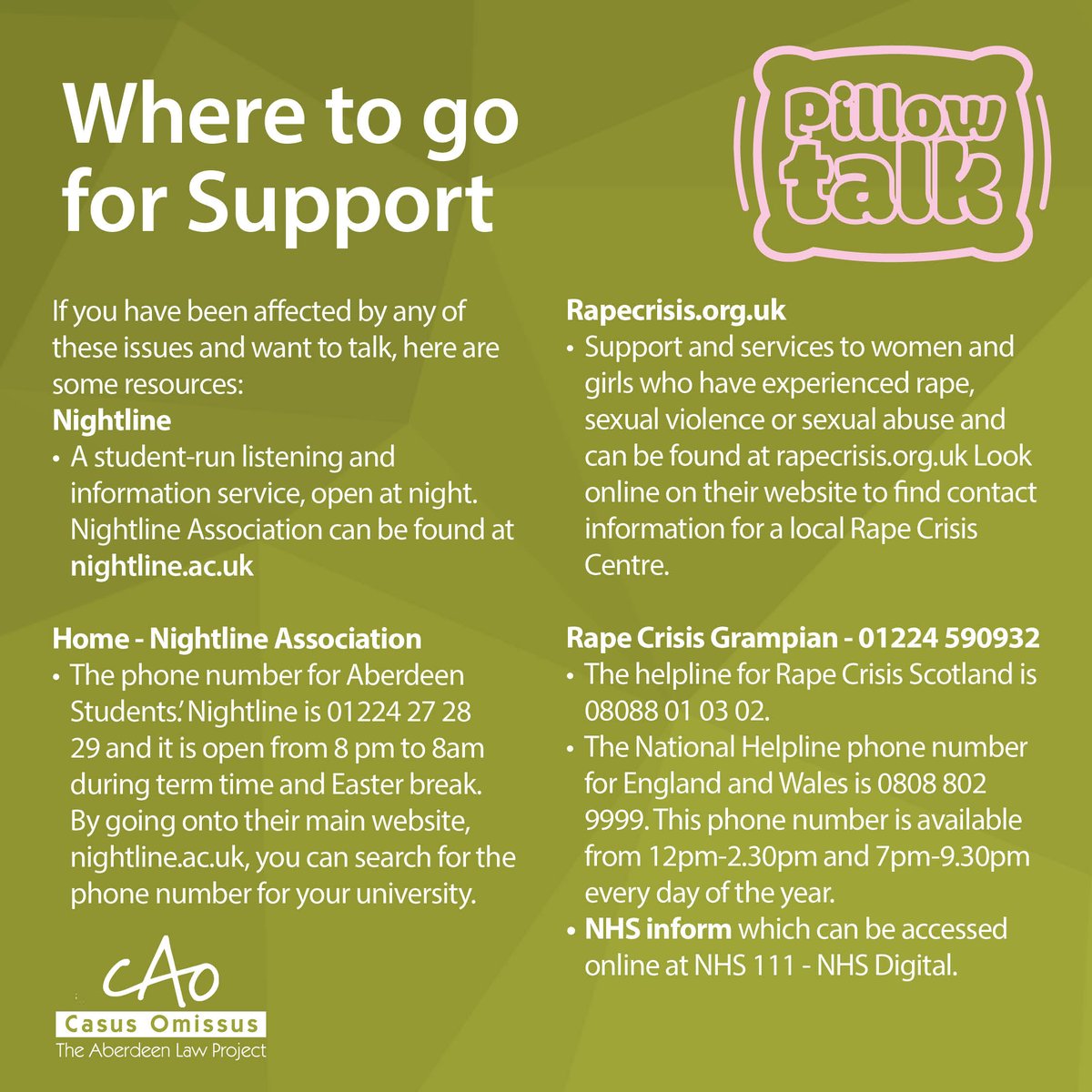 abdnlawproject's tweet photo. We are pleased to release the final post in our Pillowtalk social media campaign. This week we focus on some of the types of sexual offences and where to go for support. #WeDoProBono https://t.co/sHB0QPSVrM