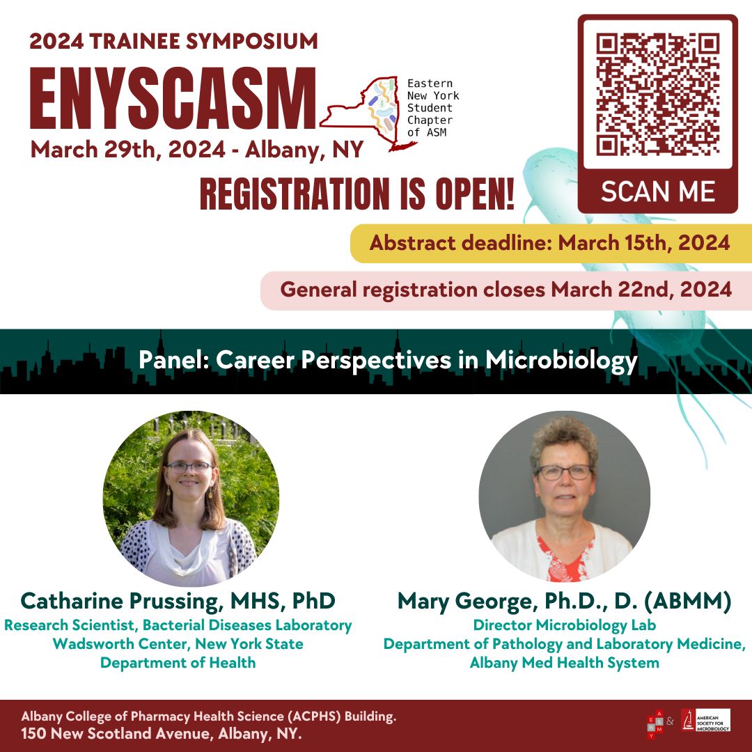 Hey Eastern New York Microbiologists! Registration to our 2024 Trainee Symposium is now open! Free event! Great platform to present your work and make networking. Also, this year will be hosting a career panel! Don't miss! Pls share or rt!