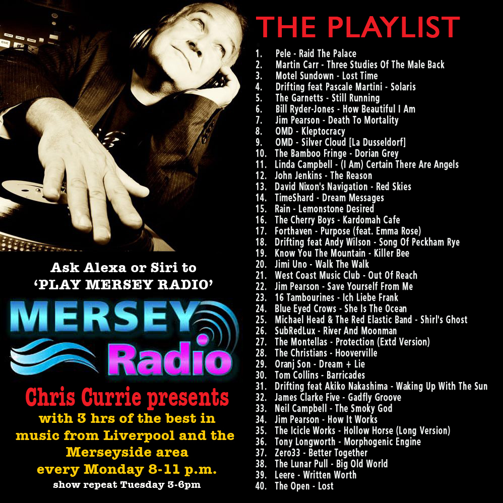 Chris Currie (@currieradioshow) on Twitter photo Lots of Merseyside musical goodness coming your way on <a href="/MerseyRadio/">Mersey Radio</a> from 8-11pm - just ask your Smart Speaker to PLAY MERSEY RADIO <a href="/IanProwse/">Ian Prowse</a> <a href="/OfficialIanMac/">Official Ian McCulloch</a> @martin_carr <a href="/MotelSundown/">Motel Sundown</a> <a href="/the_garnetts/">The Garnetts</a> <a href="/Billryderjones8/">Billryderjones</a> <a href="/jimpearsonmusic/">Jim Pearson</a> <a href="/OfficialOMD/">Orchestral Manoeuvres in the Dark</a> <a href="/gerryculligan/">gerry culligan and the bamboo fringe</a> <a href="/JohnJenkins2020/">John Jenkins Music</a> Lots of Merseyside musical goodness coming your way on <a href="/MerseyRadio/">Mersey Radio</a> from 8-11pm - just ask your Smart Speaker to PLAY MERSEY RADIO <a href="/IanProwse/">Ian Prowse</a> <a href="/OfficialIanMac/">Official Ian McCulloch</a> @martin_carr <a href="/MotelSundown/">Motel Sundown</a> <a href="/the_garnetts/">The Garnetts</a> <a href="/Billryderjones8/">Billryderjones</a> <a href="/jimpearsonmusic/">Jim Pearson</a> <a href="/OfficialOMD/">Orchestral Manoeuvres in the Dark</a> <a href="/gerryculligan/">gerry culligan and the bamboo fringe</a> <a href="/JohnJenkins2020/">John Jenkins Music</a>