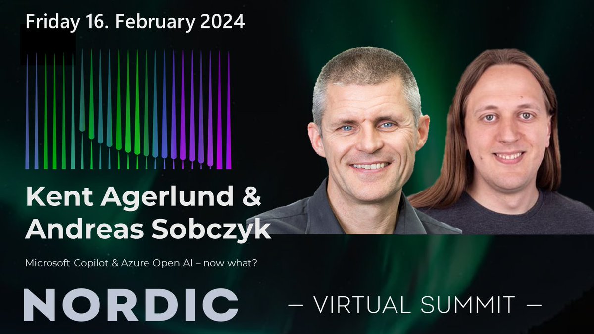 If you are interested in #Microsoftcopilot  and #AzureOpenAI then you do not want to miss <a href="/agerlund/">Kent Agerlund</a>  and <a href="/Andreas_Sobczyk/">Andreas Sobczyk</a> 's session at the #NVSummit. Register today and join us for a truly great community event - nordicvirtualsummit.com/register/