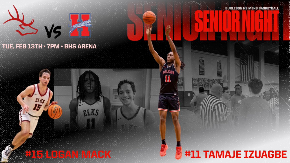 🎓Senior Night is Tuesday! Come out and show your support as your 🏀Elks take on Heritage! we will recognize our Seniors prior to tip off! #11 and #15 we are proud of you!