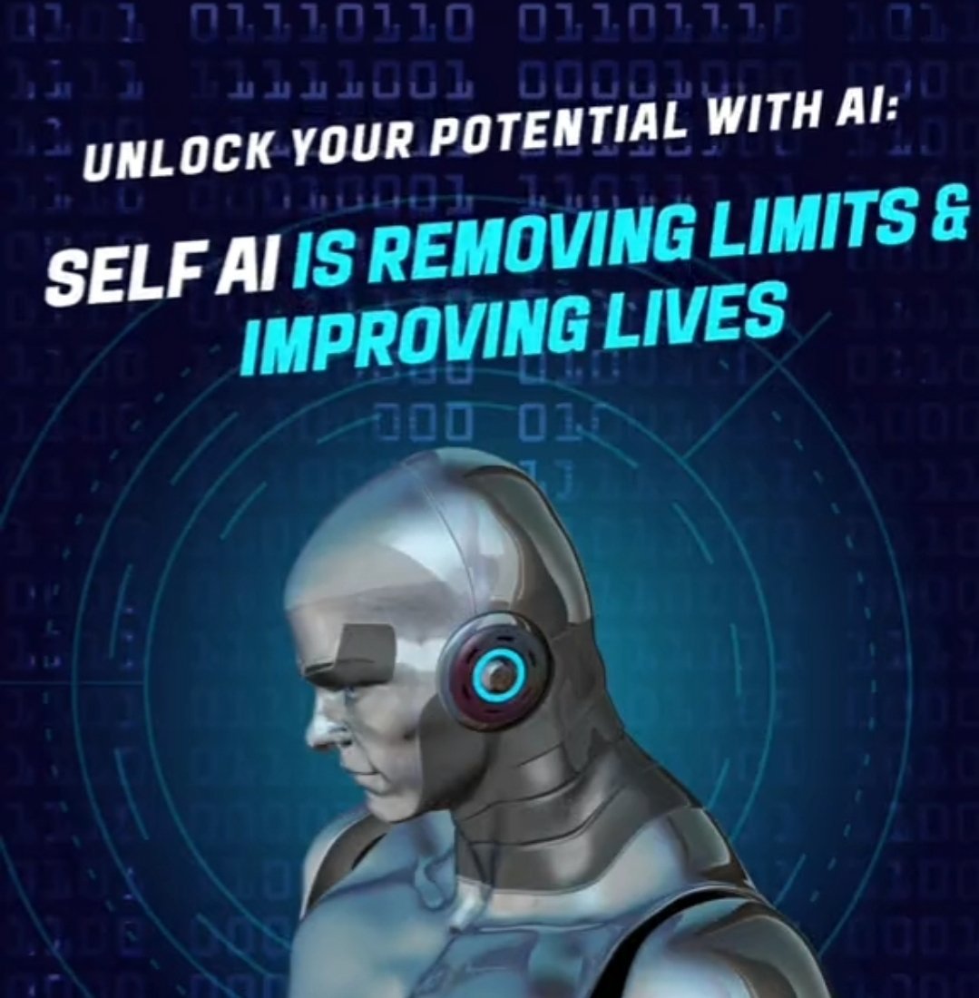 officialselfai's tweet photo. Unlock your potential with A.i. We are removing limits and improving lives. #selfai #aitrend #aitools #chatgpt #openai #pinksale #crypto #cryptocurrency #binance #cryptoinvestor #myai #artificialintelligence #bscgems #bsc #bitcoin #eth #btc #defi #xrp #blockchain #moonshot https://t.co/hYjSHCoJtE