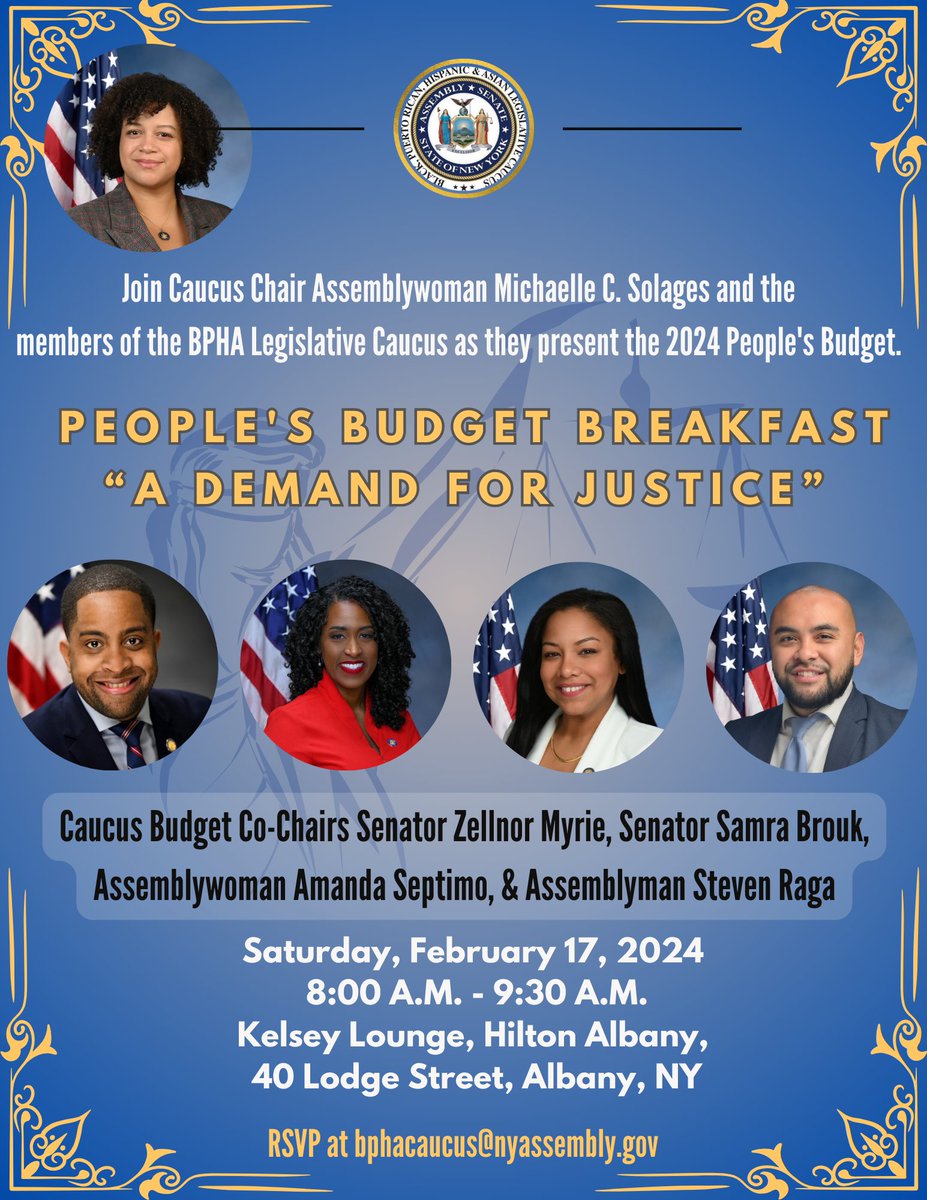 Join Caucus Chair @SolagesNY, Budget Co-Chairs and members of the BPHA Legislative Caucus as they present the 2024 People's Budget during #CaucusWeekend2024. #ADemandForJustice