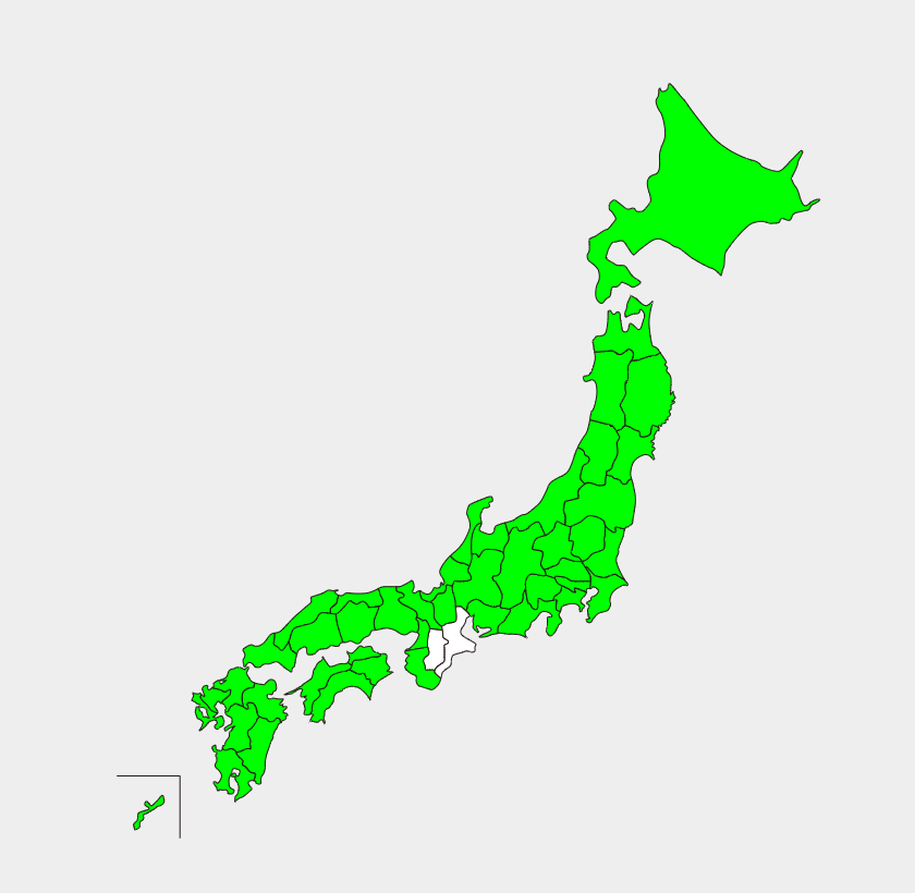 鉄道orﾋｺｰｷで東京都まで1本で行ける都道府県 （2024年3月16日時点）