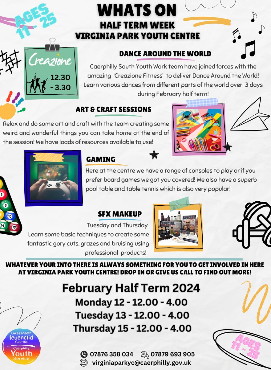 Half Term activities at Virginia Park Youth Centre #youngpeople #activities #virginiaparkyouthcentre #caerphillysouth #free