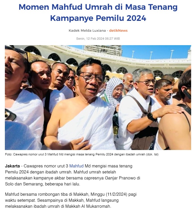 Flowlly7Flowlly's tweet image. Di masa tenang kampanye, Prof Mahfud memilih untuk pergi ibadah umroh