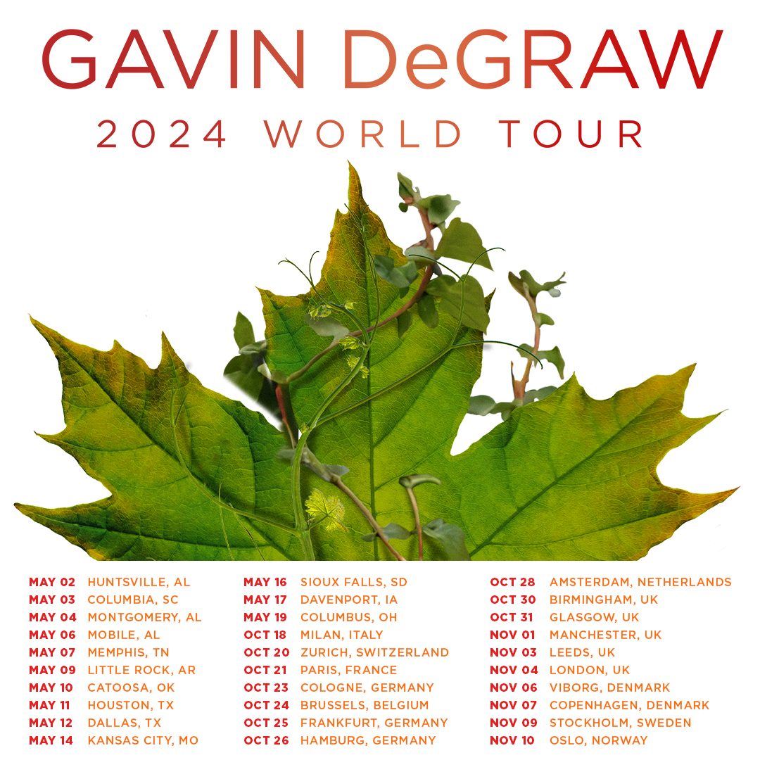 Excited to be going back out on the road again this year! Join me as we hit 13 US cities this May and 17 cities in Europe this fall! Maybe we will add some more along the way... For access to presale tickets, head to GavinDeGraw.com. Can’t wait to see you guys out there!