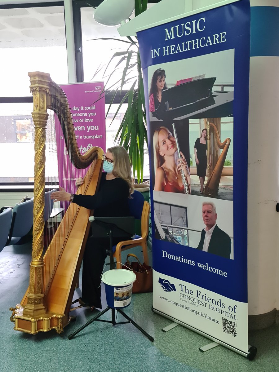 On Thursday, we will live stream the harp performance by Fiona Hosford at the Conquest Hospital. Fiona plays each month as part of our live music programme. It's a wonderful for patients, staff and visitors, and we'd love for you to experience it too! Join us on Facebook at 11am!