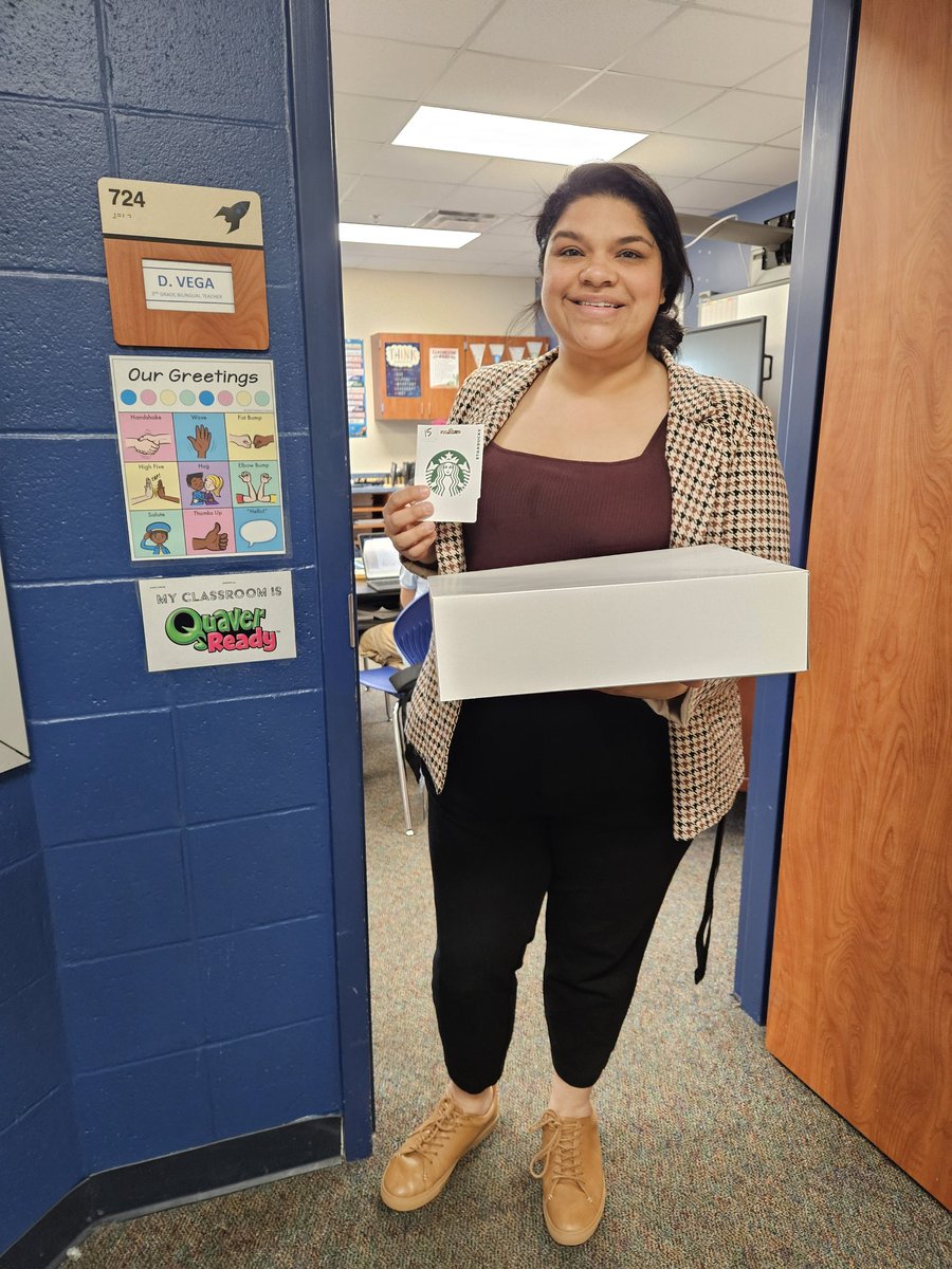 MLewishoy's tweet photo. Congratulations to Ms. Vegas, our QuaverReady Queen for the month of January. She's the winner of cupcakes courtesy of Mrs. Reed's Sweets &amp; a gift card. @HoylandES 
@Quaver_Ed 
@SpringISD_Super 
@SpringISD_GCMH 
@SpringISD_FACE https://t.co/j4B1drGLGO