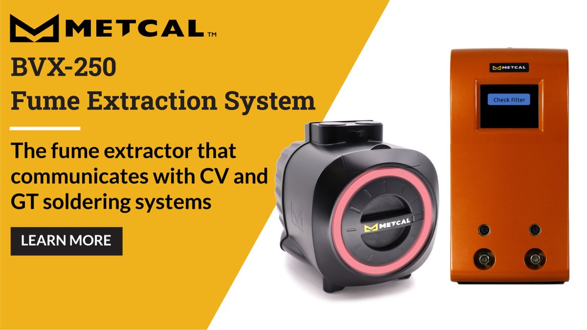 MetcalSoldering's tweet photo. BVX-250 Portable 2-Station #FumeExtractor 💨Communicates with connected CV &amp; GT #SolderingSystems, with synchronized idle/sleep modes &amp; on-screen filter alerts ⚠️ Next Generation #FumeExtraction is HERE: https://t.co/zYpqRFOE3Y
#SolderSmoke #SolderFumes #Soldering #SmartFumeEx https://t.co/JbtwosqdlH