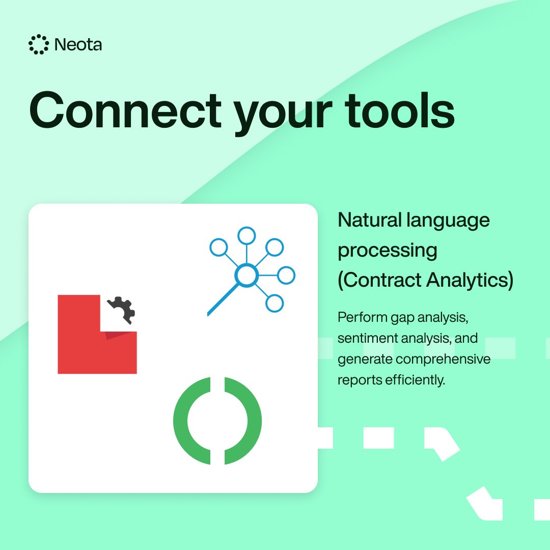 First up in our #ConnectYourTools series: 🔍 Enhancing Contract Analysis with Neota's NLP Integrations. 

Integrate powerful NLP tools like @KiraSystems, Dandelion API, and @TextRazor with Neota for advanced contract analytics.

Learn more: okt.to/tBU4xv