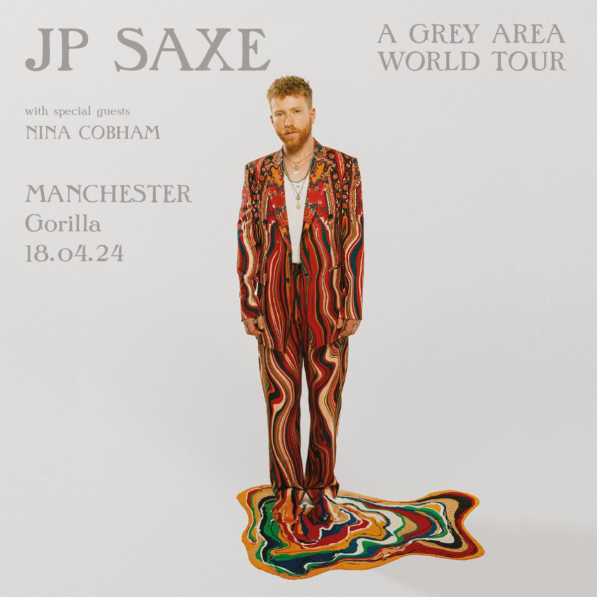 Manchester sensation <a href="/ninacobham/">nina cobham 💌</a> has been added as support for <a href="/jpsaxe/">JP Saxe</a> at <a href="/thisisgorilla/">GORILLA</a> next month! 🙌

Don't miss out 🎟️ tix.to/JPSaxeMCR
