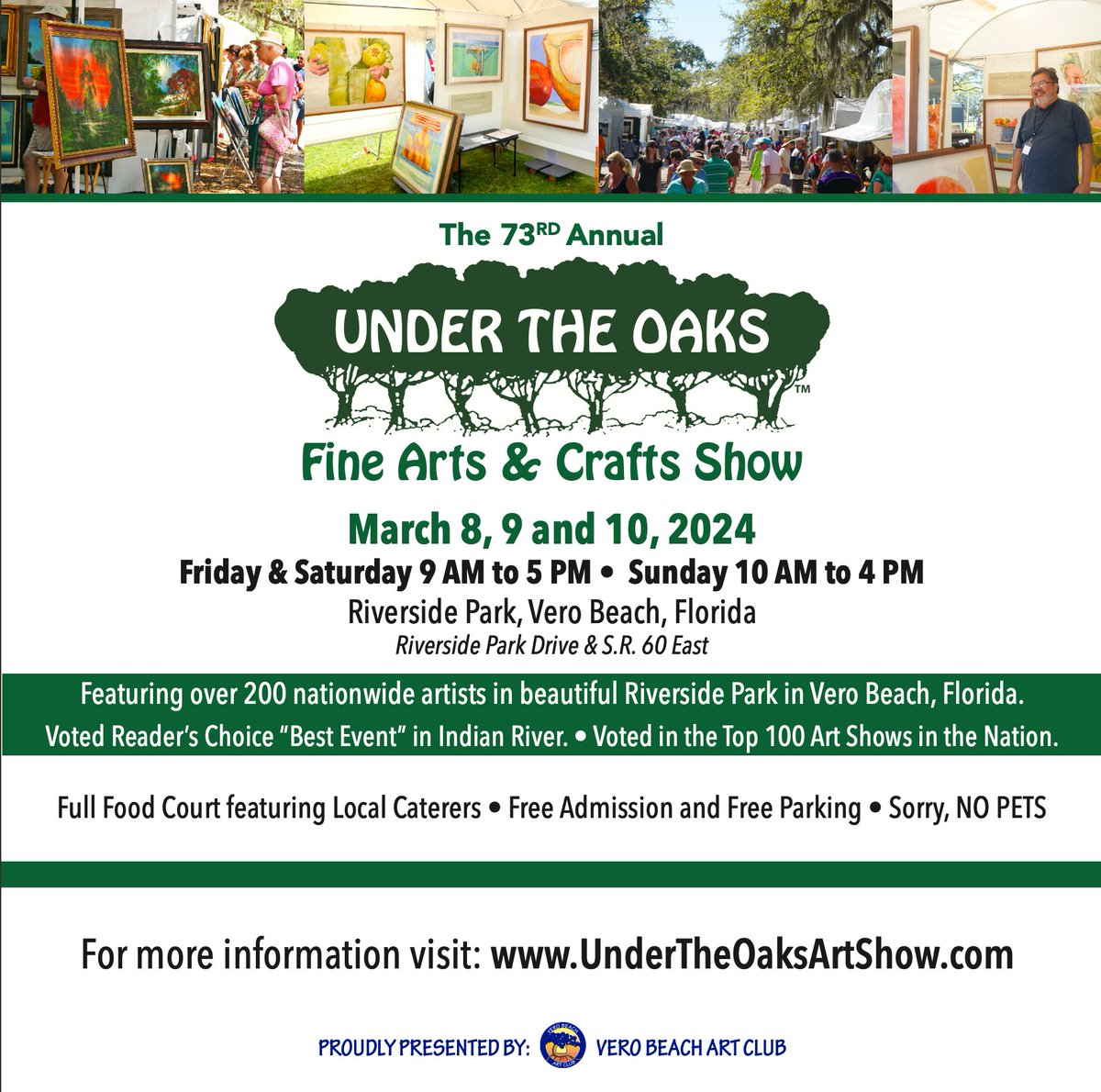 Get ready for the Under The Oaks Fine Arts and Crafts Show. March 8, 9 and 10th.
verobeachartclub.org/under-the-oaks
#verobeachartclub #VeroBeach #undertheoaks #artshow #floridaart