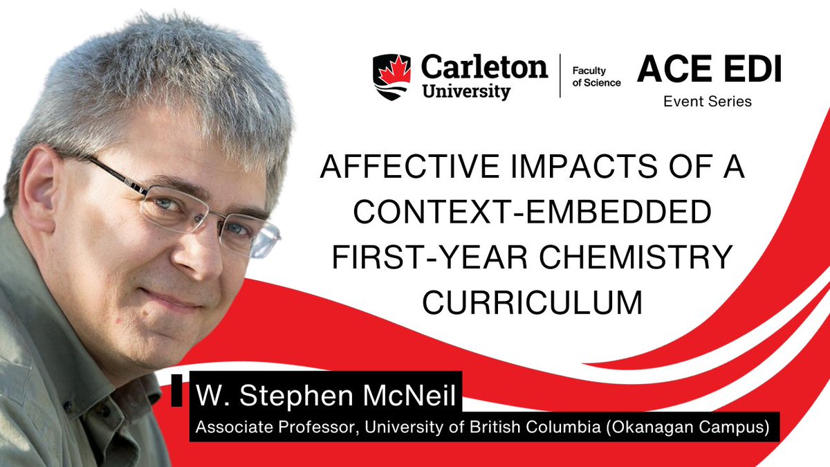 Excited about our next ACE EDI event on Feb 20! Join us as we explore the Affective Impacts of a Context-Embedded First-Year Chemistry Curriculum. 

Open to anyone! Learn more and register here: science.carleton.ca/aceedi2024

#ChemistryEducation #ActiveLearning #ScienceEd