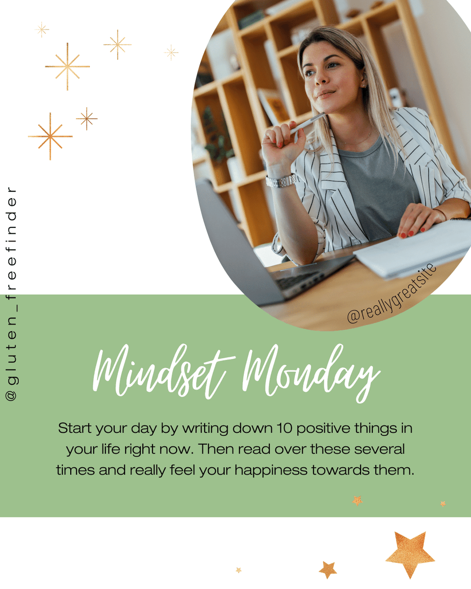 gffoodprogram's tweet photo. MINDSET MONDAY: Start your day by writing down ten positive things in your life right now. Read them several times a day & really feel happiness towards them.
.
@gffoodprogram
#gffoodprogram #mindsetmonday #mondaythoughts #mondayvibes #mondaymotivation #motivationalmonday https://t.co/IgWpBOXaNY