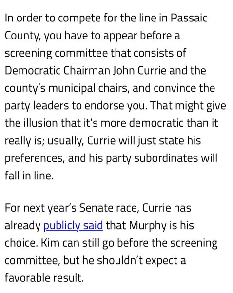 So @AndyKim won the Monmouth County Convention where every delegate got a vote.

@TammyMurphy won Passaic by one vote. But in Passaic, only one guy gets to vote

Tammy is only winning counties (Essex, Camden, Hudson) where candidates are chosen by shenanigans not democracy🧵