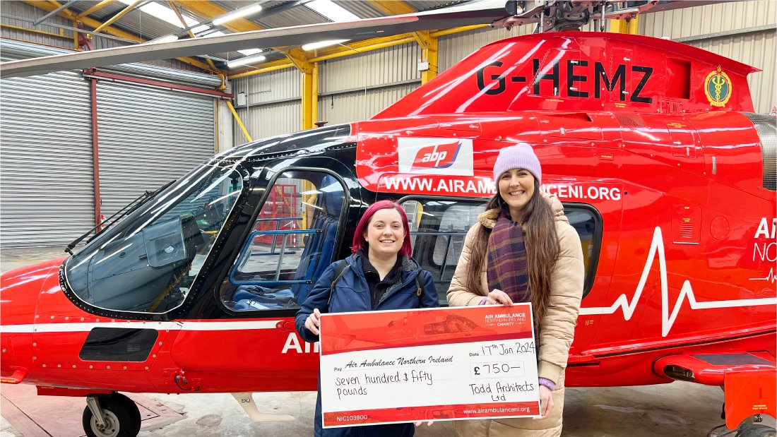 We’re delighted to share that #TeamTODD’s recent Coffee Morning for @AirAmbulanceNI raised £750 which we were thrilled to present to Grace Williams at AANI base. A big thanks to Lindsey McCord (also pictured below) for organising the event! #AirAmbulanceNI #TeamTODD
