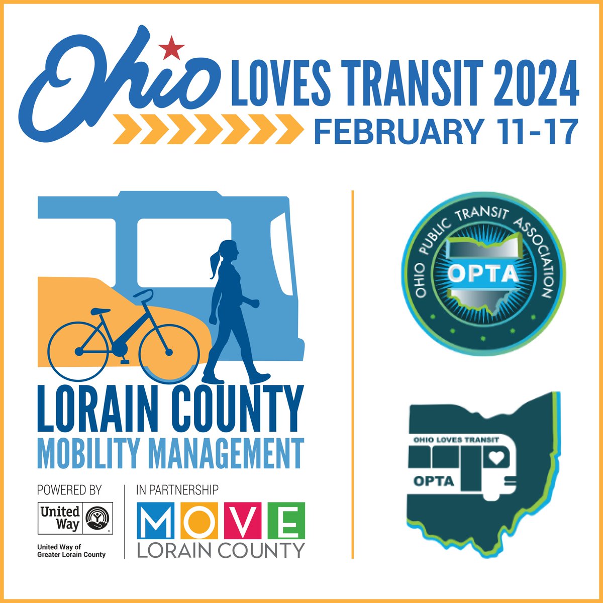 Today is the start of Ohio Loves Transit Week! Ohio’s transit systems power more than 59,000,000 rides each year. How does public transit move you in Lorain County? Stay tuned for ways Mobility Management and UWGLC will celebrate public transportation this week! #OhioLovesTransit