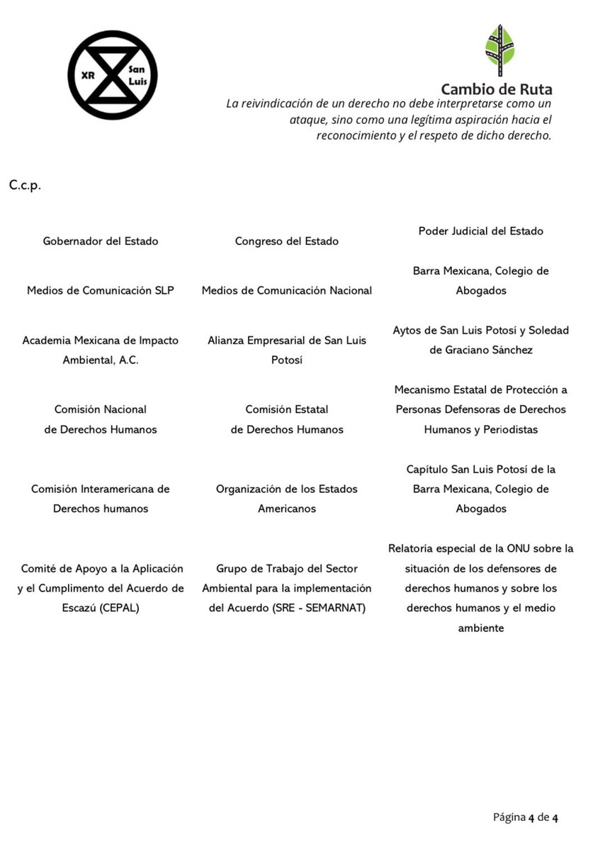 luisglozano's tweet photo. Comunicado de @cambioderutaslp acerca de los ataques y
ofensas por parte del Gobernador del Estado de San Luis Potosí, Ricardo Gallardo Cardona @RGC_Mx.

Frente a esto, reafirmamos nuestro compromiso con la democracia, donde todas las
opiniones y posturas deben escucharse y respetarse, y se debe fomentar el debate serio de
ideas.

Ccp. @GobEdoSLP @CongresoEdoSLP @PJESLP @CNDH @CEDHSLP @BMA_Abogados @AMIAac_MX @MunicipioSGS @SLPMunicipio @Mecanismo_MX @DESCA_CIDH @OEA_oficial @escazuahora_mx @cepal_onu  @SRE_mx @SEMARNAT_mx @ONUMX @ONUDHmexico @unep_espanol
